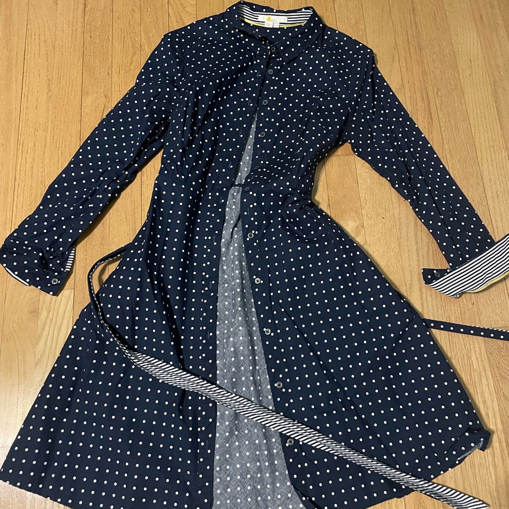 Adorable Boden Navy/white polka dot dress 8P